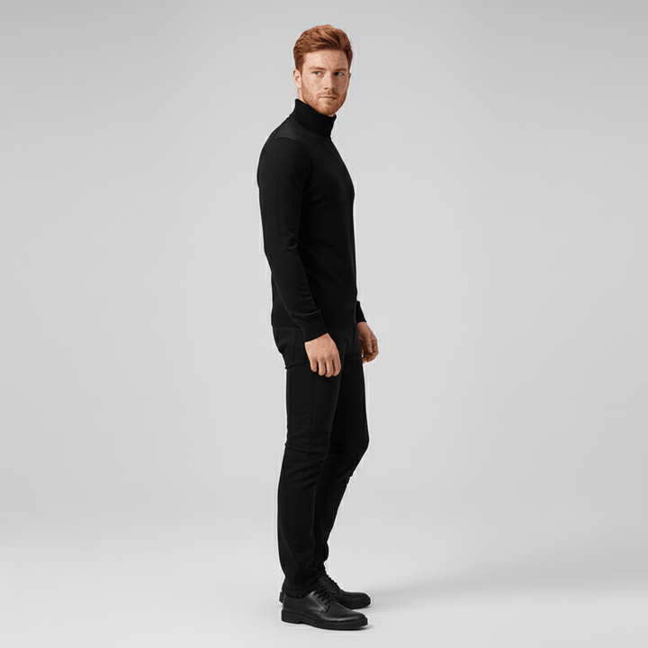 Men's Toby slim-fit turtleneck sweater, versatile for office or weekend wear.