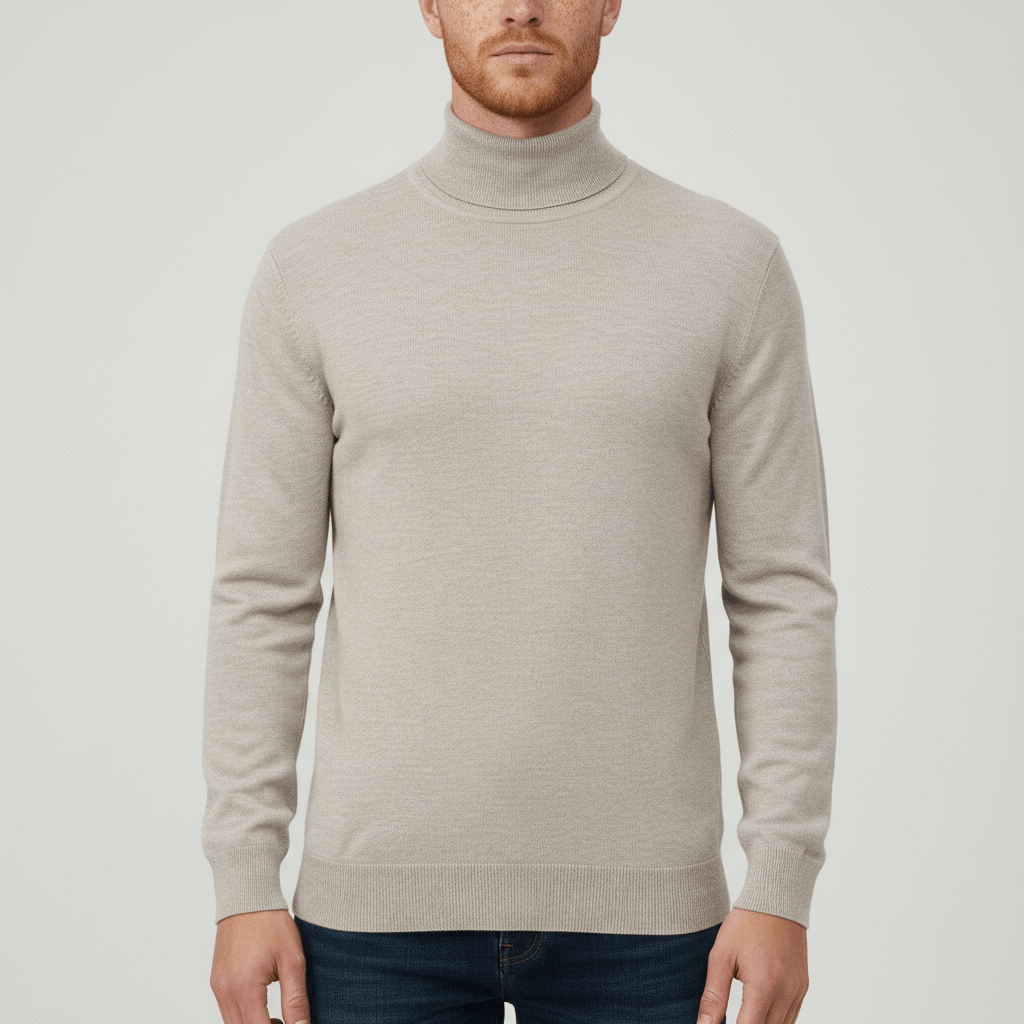 Comfortable & warm men's slim-fit turtleneck sweater Toby, for everyday elegant wear.