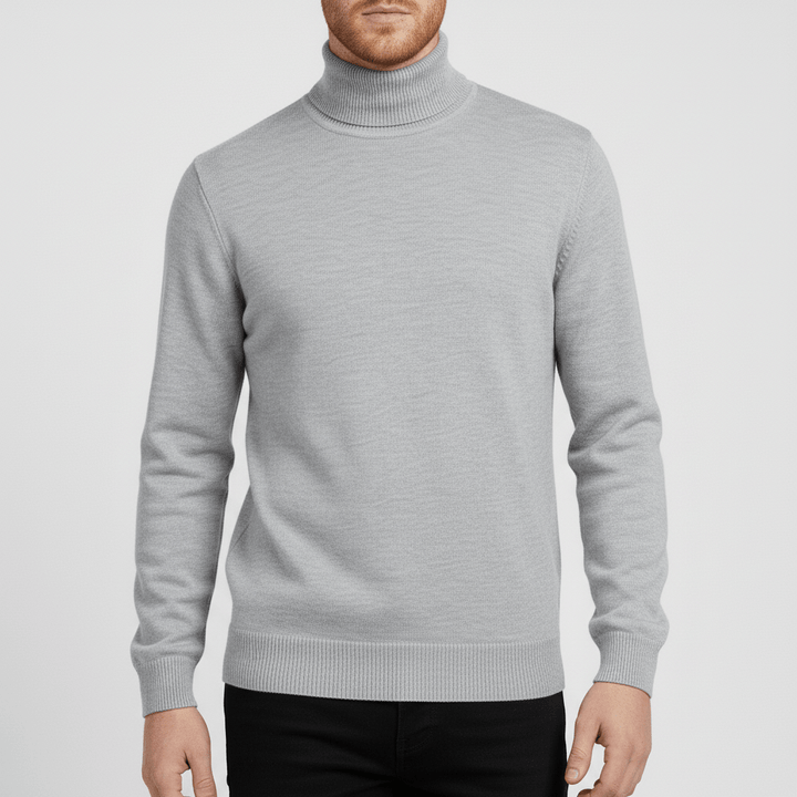 Slim-fit men's turtleneck sweater Toby, ideal for layering under blazers for warmth.