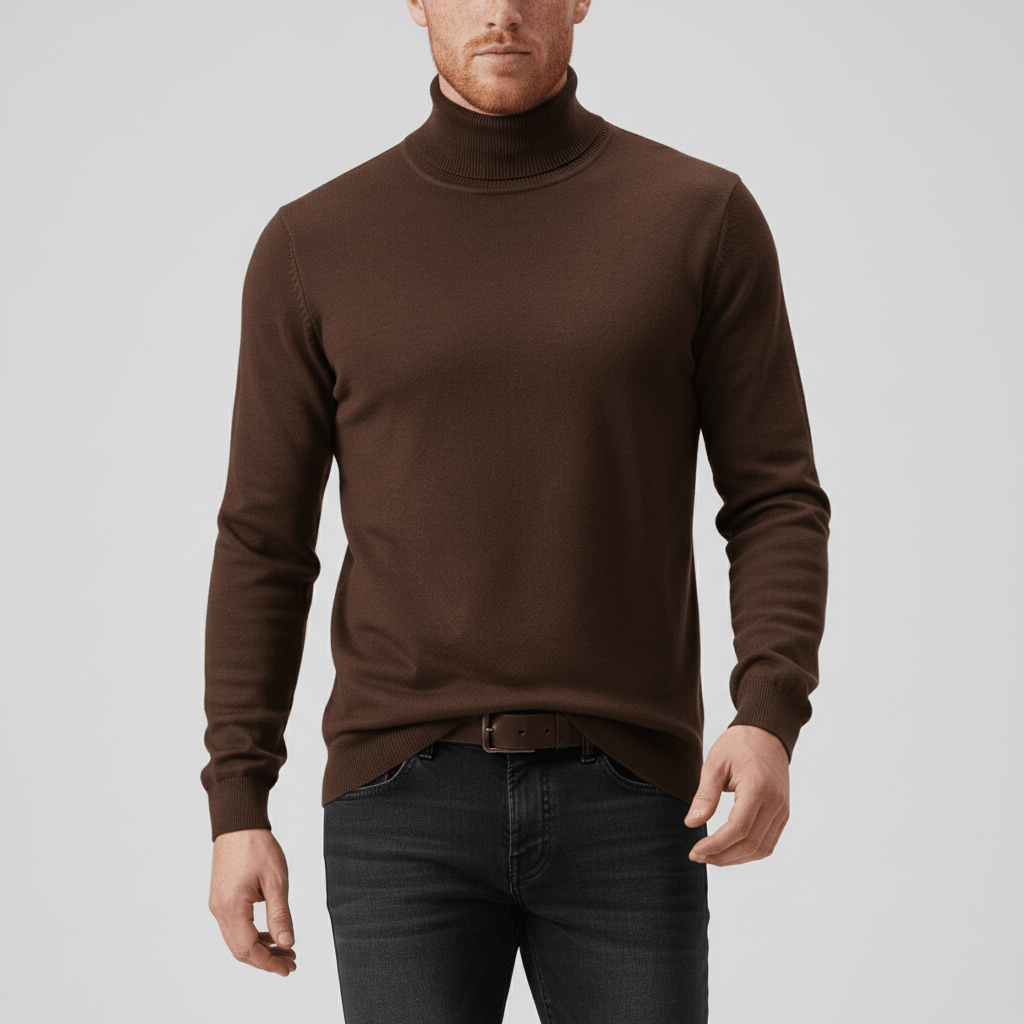 Classic men's slim-fit turtleneck sweater Toby, a timeless piece for elegant and casual wear.