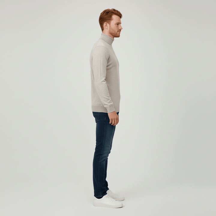 Comfortable Toby slim-fit men's turtleneck sweater, perfect for casual layering & warmth.