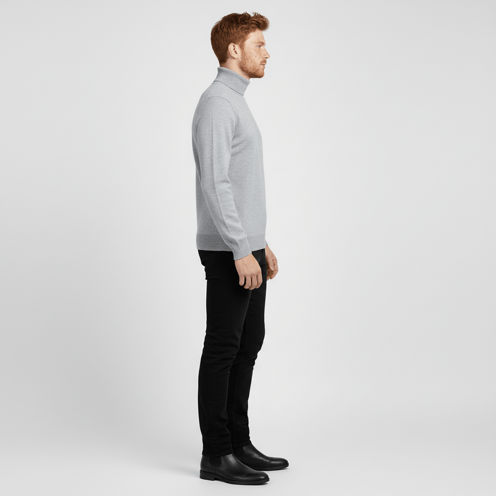Elegant men's Toby slim-fit turtleneck sweater, offering warmth, modern style, and versatility.
