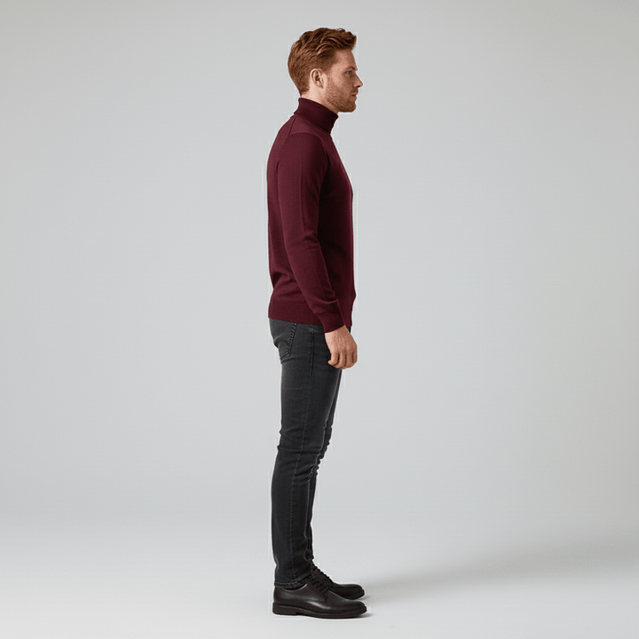 Stylish men's Toby slim-fit turtleneck sweater, perfect for modern layering and warmth.