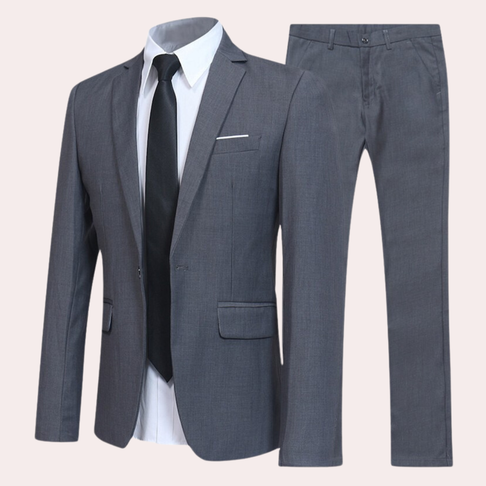Elegant men's slim fit suit, a versatile two-piece for year-round formal wear, parties, and business events.