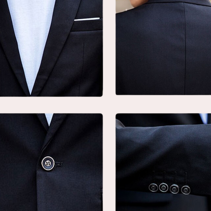 Versatile men's slim fit suit, a classic two-piece for all formal events, from business to wedding parties.