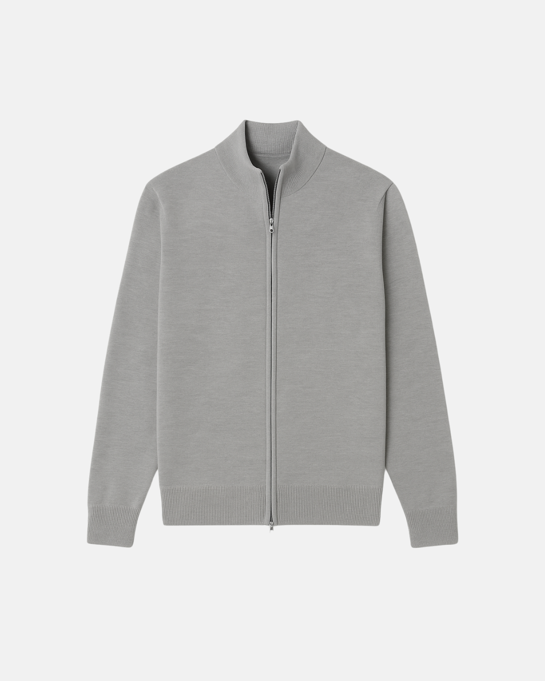 Men's slim fit zip-up jacket with stand-up collar. Stylish casual outerwear for modern fashion.