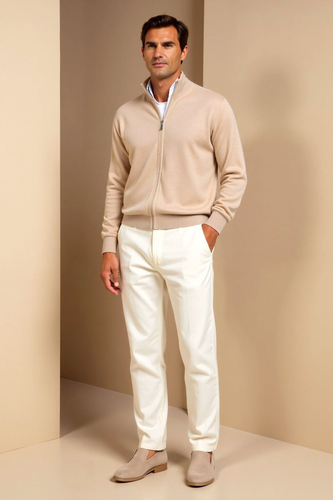 Stylish men's casual jacket, slim fit with zip-up design & stand-up collar. Modern versatile outerwear.