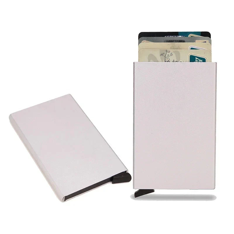 Men's sleek metal RFID wallet, a durable and thin credit card protector.