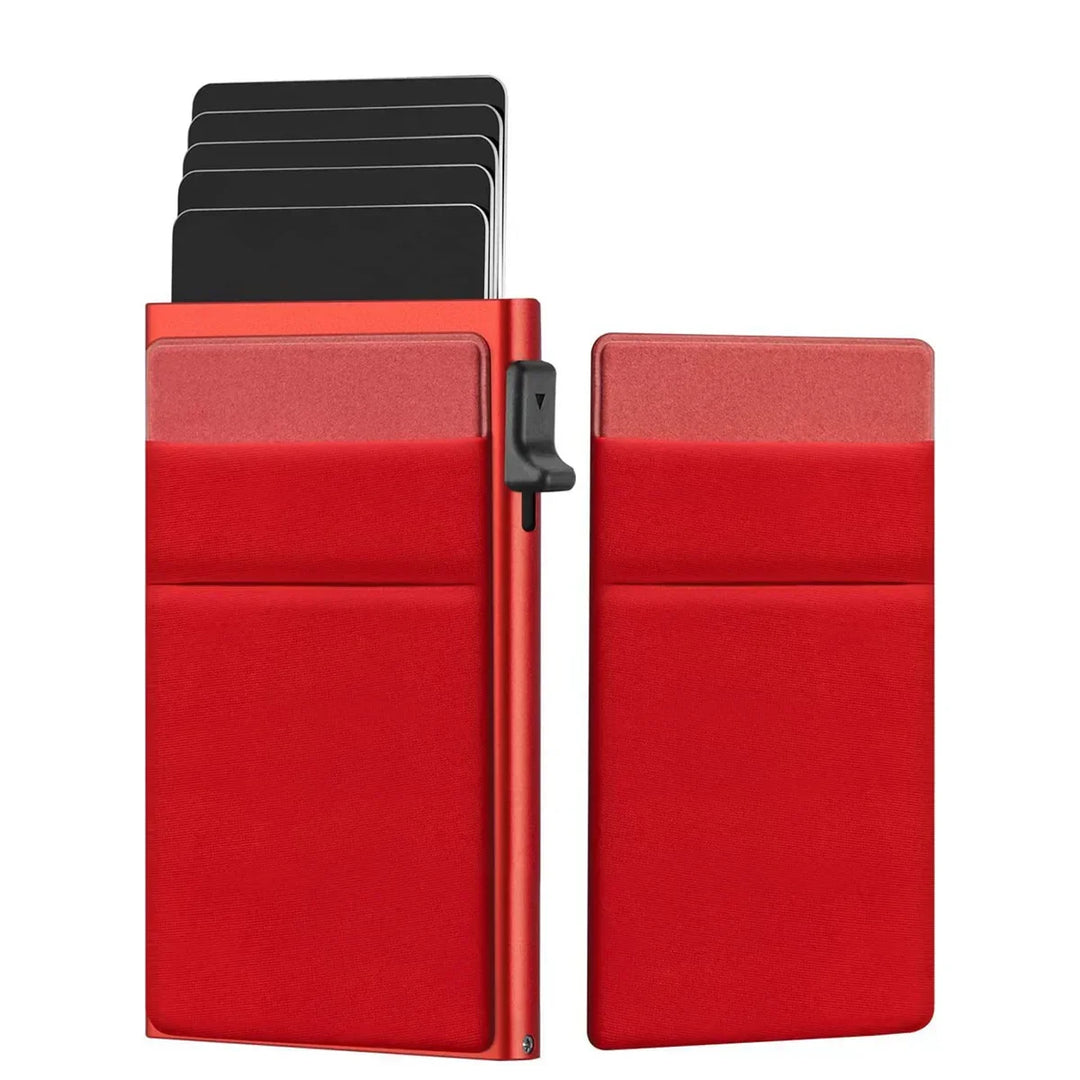 Essential men's RFID metal wallet, ultra-slim design holds multiple credit cards safely.
