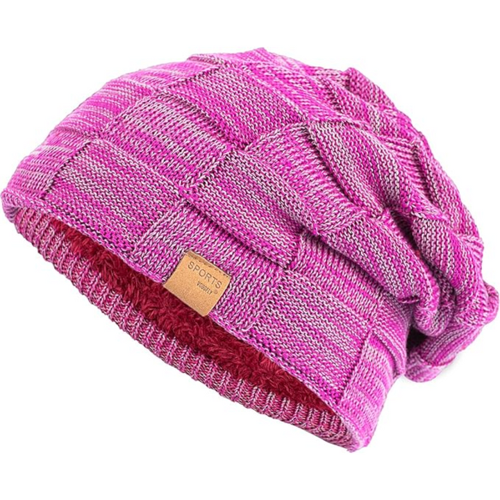 Thermal men's slouch beanie, a warm knitted hat accessory for casual winter fashion.