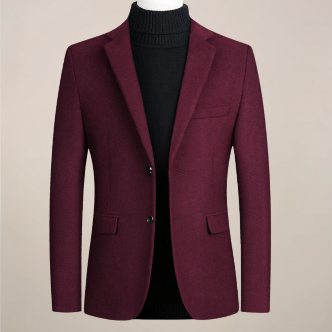 Men's smart casual blazer, a versatile tailored jacket for business casual or formal wear, exuding elegant style.