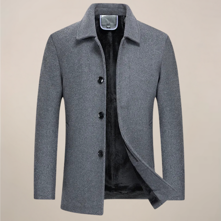 Men's smart casual button-up jacket. Stylish fall & winter outerwear for a fashionable look.