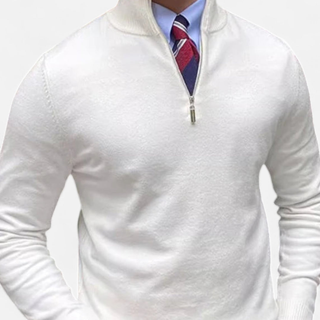 Men's smart casual half-zip sweater, a versatile long-sleeve pullover perfect for everyday layering.