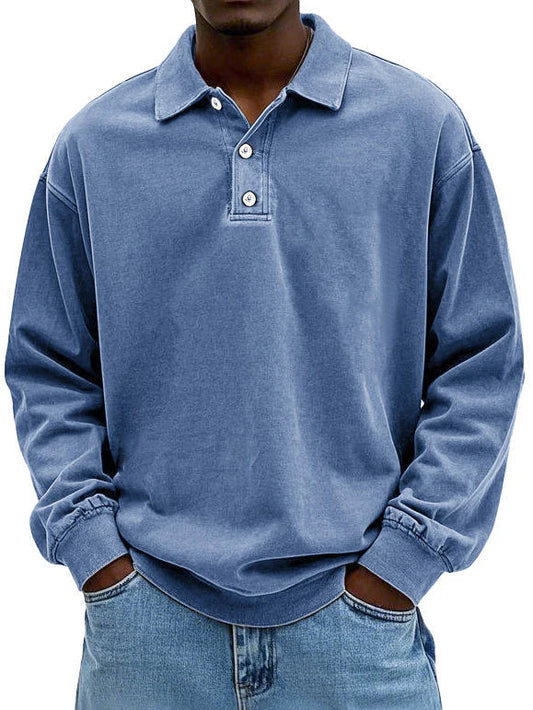 Men's smart-casual long-sleeve polo shirt, perfect for versatile everyday wear.