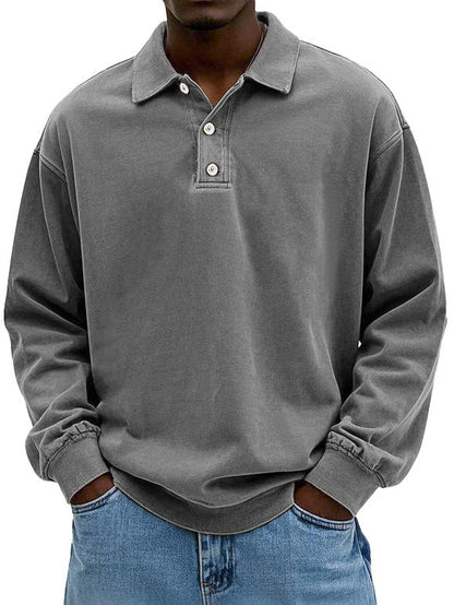 Classic men's smart-casual long-sleeve polo shirt, a versatile top for any occasion.