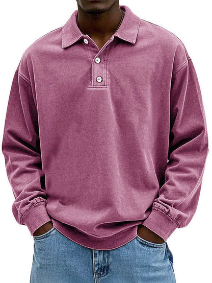 Everyday men's smart-casual long-sleeve polo shirt, combining comfort and classic style.