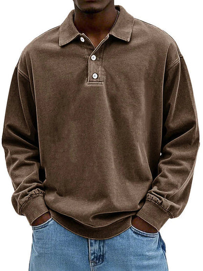 Stylish men's long-sleeve polo shirt for smart-casual fashion. Comfortable, classic, and versatile.