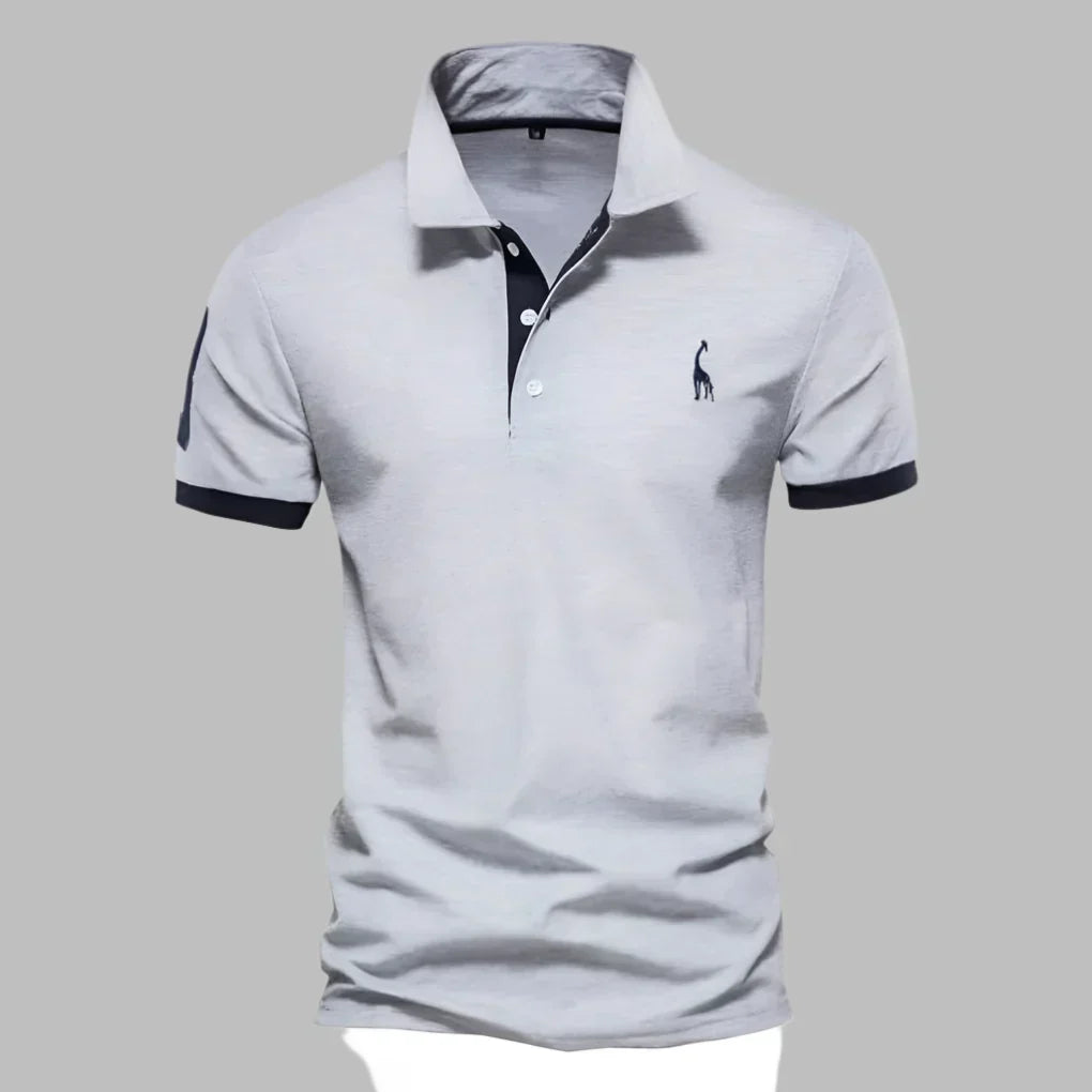 Classic men's short-sleeve polo shirt, an essential for smart casual outfits and summer fashion.