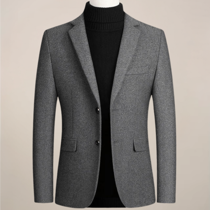 Stylish men's two-button blazer for smart casual looks, a versatile tailored jacket for modern men's fashion.