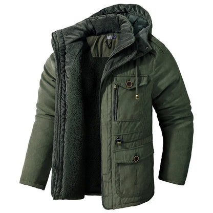 Adjustable men's utility snowball coat, waterproof & insulated for extreme winter sports & comfort.