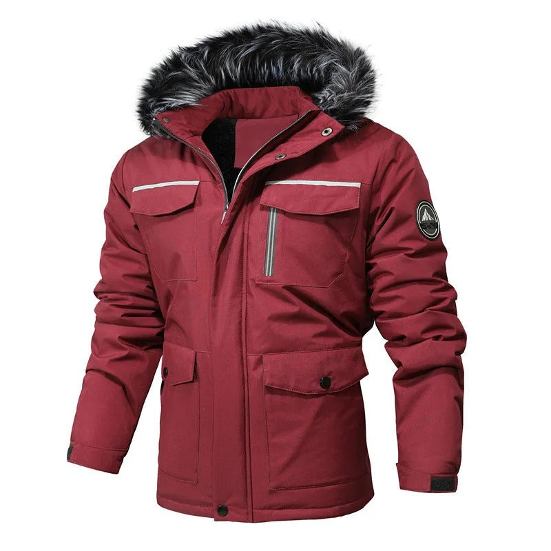 Active men's winter jacket for cold weather. Snowford insulated, windproof, and breathable coat for outdoor activities.