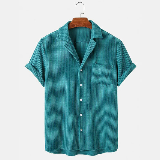 Men's soft casual button-up shirt, classic fit. Comfortable long sleeve top for everyday wear.