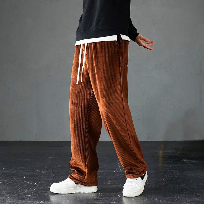 Men's soft corduroy joggers for ultimate comfort. Ideal casual pants with an elastic waist for everyday wear.