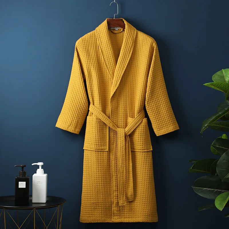 Absorbent men's soft cotton bathrobe, perfect bath accessory for superior comfort and warmth.