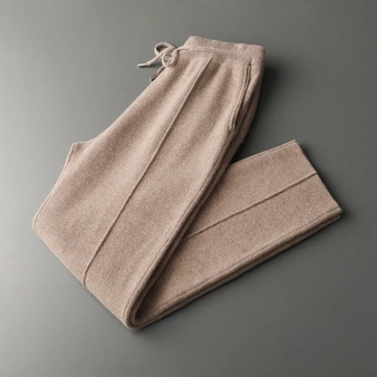 Stylish men's camel tailored trousers. Soft, comfortable pants for a relaxed yet fashionable look.