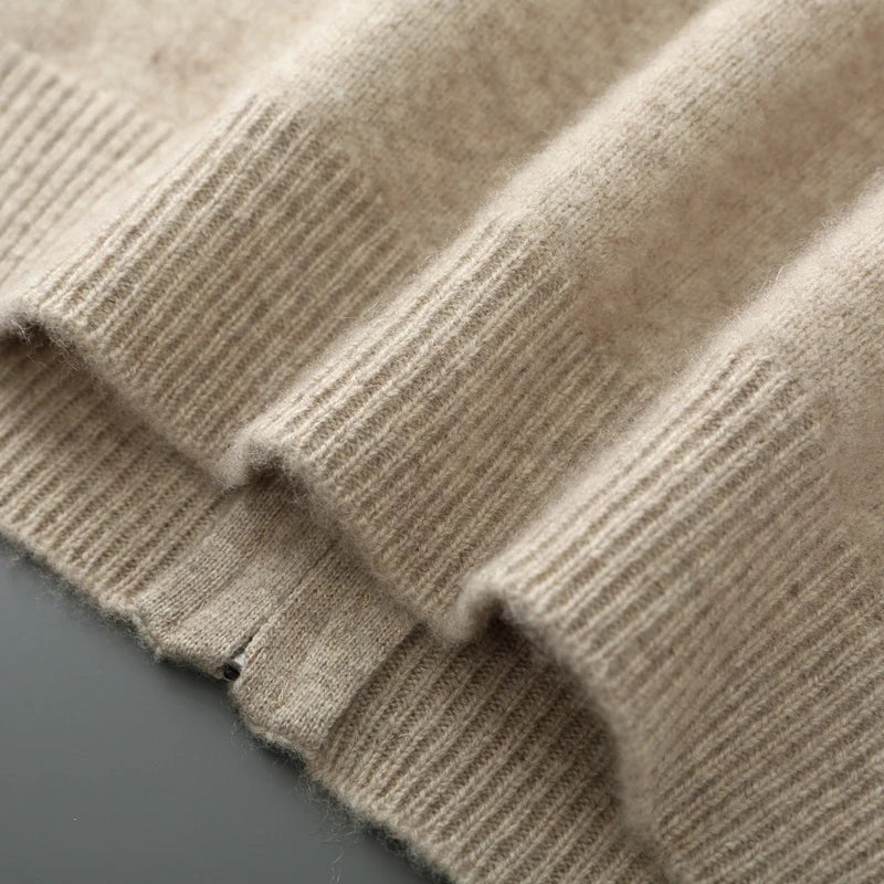 Warm men's soft knit cardigan, an essential long sleeve layering piece for fall style and comfortable winter outfits.