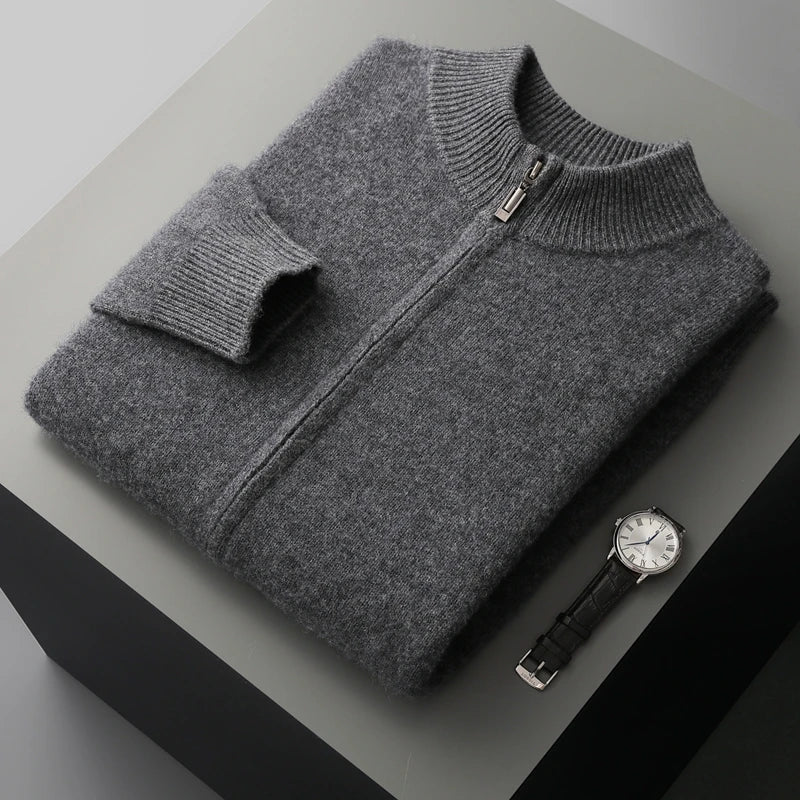 Versatile men's knit cardigan for fall & winter, a comfortable long sleeve sweater for casual everyday layering.