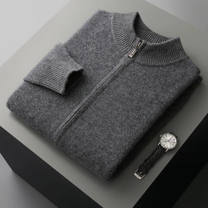 Versatile men's knit cardigan for fall & winter, a comfortable long sleeve sweater for casual everyday layering.