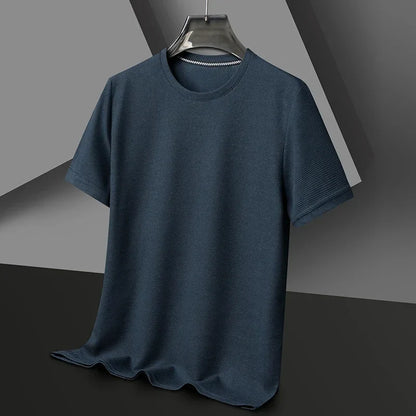 Breathable men's textured t-shirt, a classic fit top for summer & spring fashion comfort.