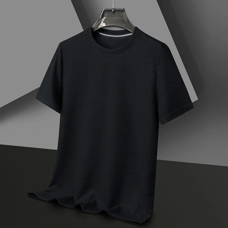 Classic fit men's textured tee, versatile casual wear and comfortable layering top.