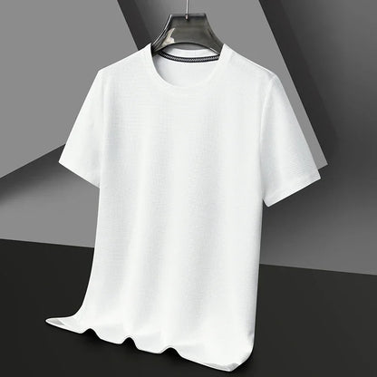 Stylish men's classic fit textured t-shirt, ideal for casual wear & spring fashion.