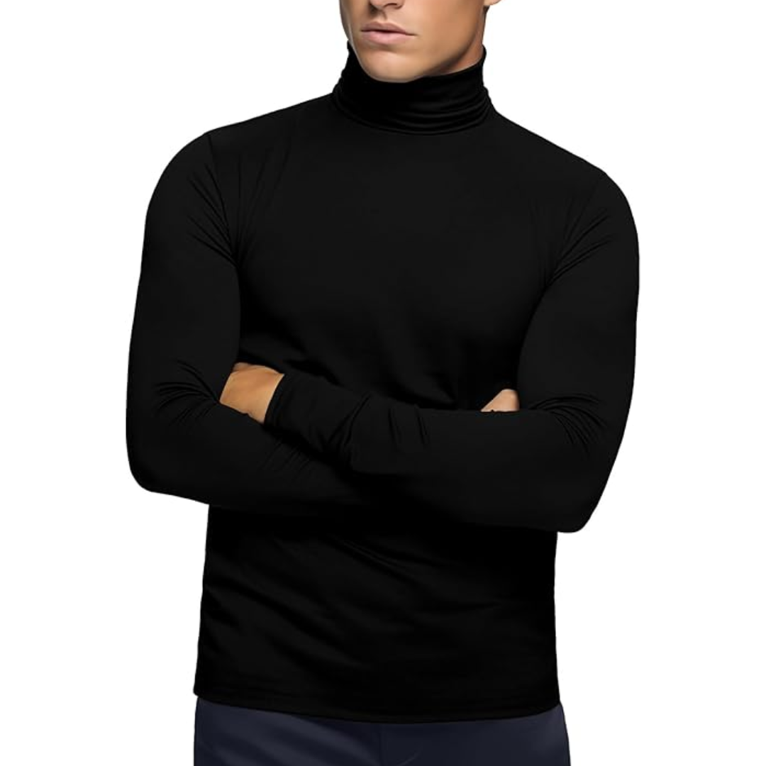 Men's thermal roll neck baselayer shirt, soft fabric & long sleeves for excellent winter layering.