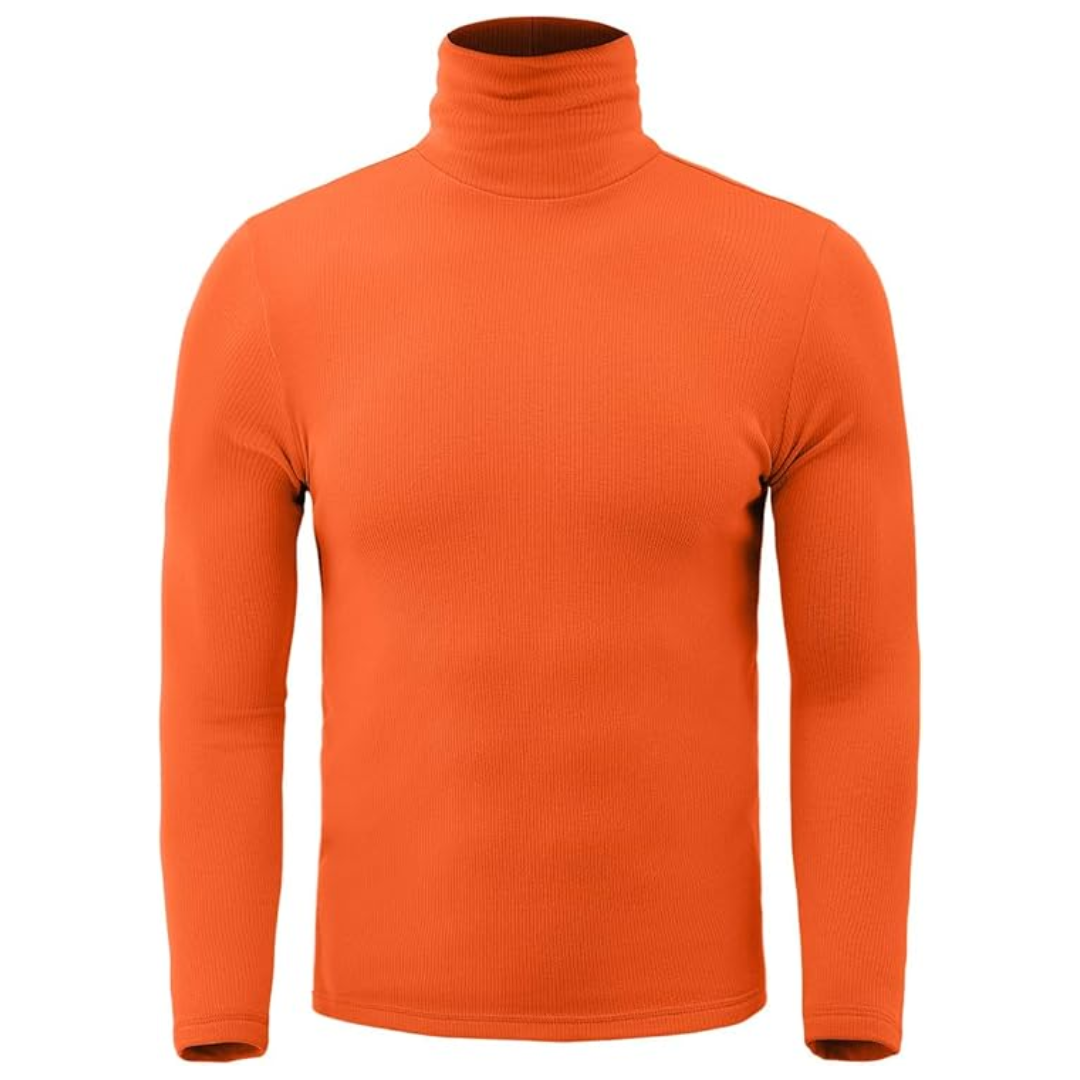 Cozy men's roll neck thermal baselayer shirt, soft & long-sleeved for maximum winter warmth.