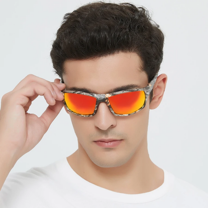 Stylish Solaris men's sport sunglasses with polarized lenses. UV400 protection for active outdoor wear.