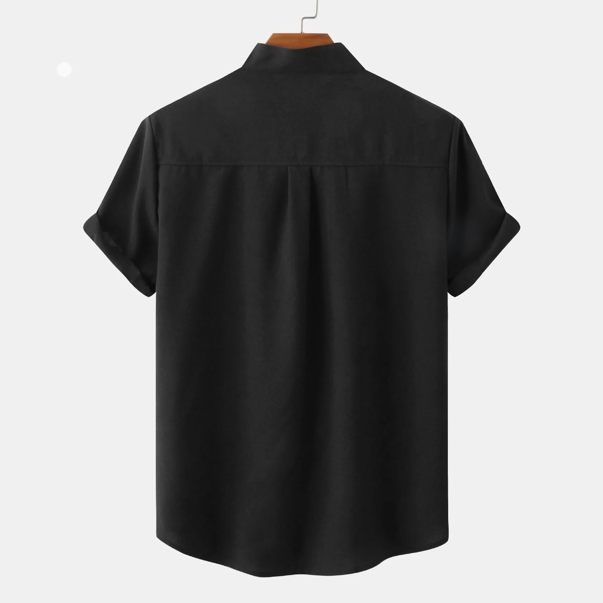 Men's fashion Solaro summer shirt, short sleeve, mandarin collar, light & breezy.