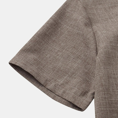 Relaxed fit men's Solaro summer shirt, short sleeve, mandarin collar, stylish comfort.