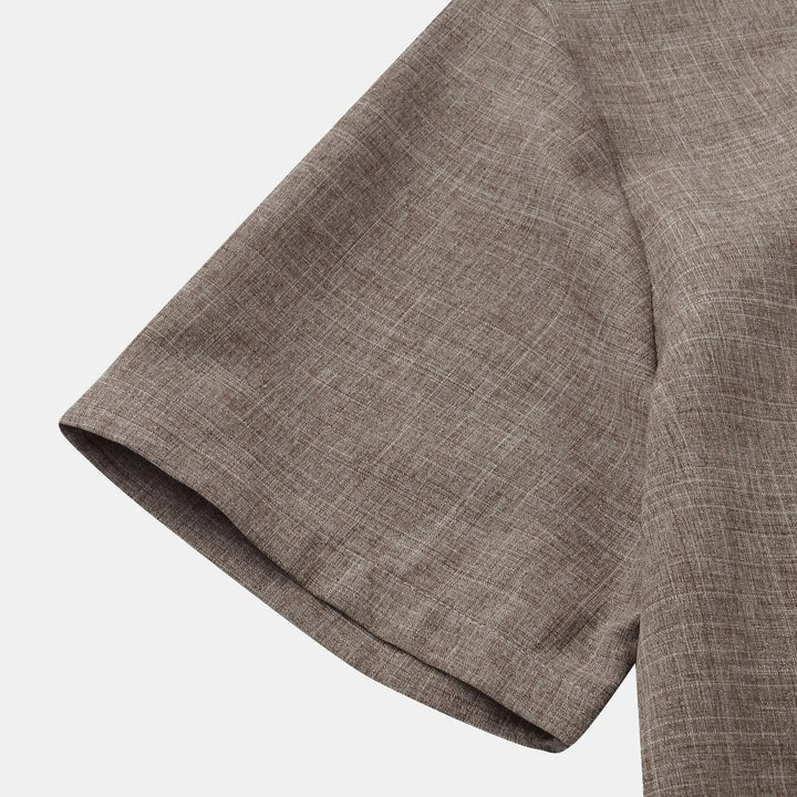 Relaxed fit men's Solaro summer shirt, short sleeve, mandarin collar, stylish comfort.