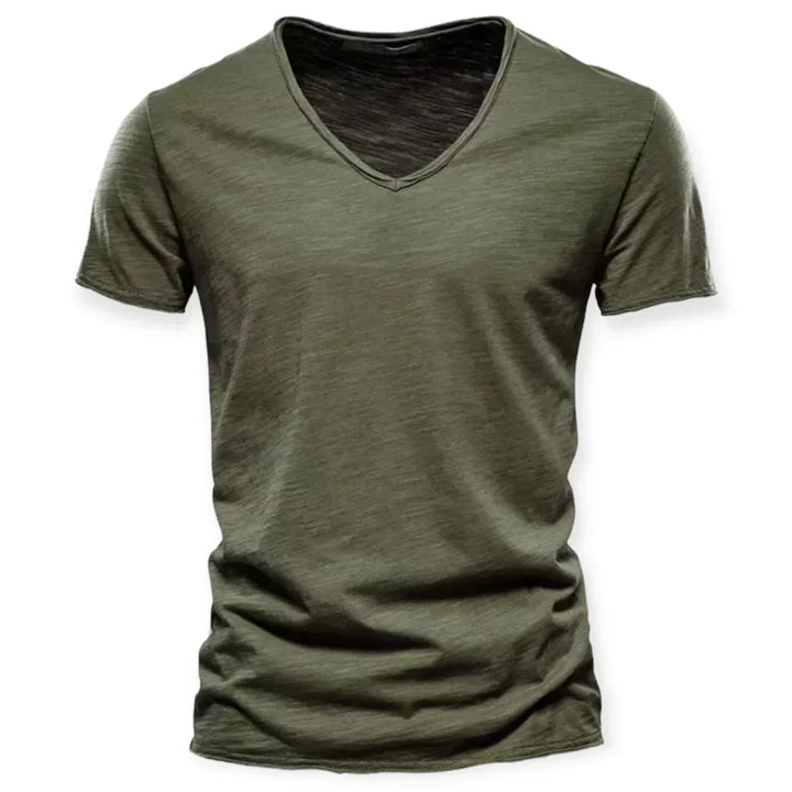 Versatile men's short sleeve V-neck t-shirt. Great for casual wear or as a comfortable layering top.