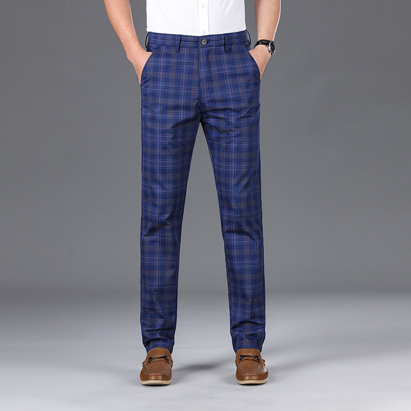 Stylish men's plaid trousers, ideal for a smart casual or formal outfit.