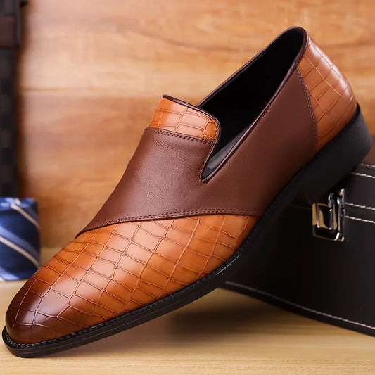 Men's sophisticated croc loafers. Elegant textured slip-on shoes for versatile formal & casual style.