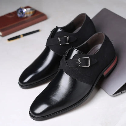 Sophisticated men's double buckle loafers, a timeless choice for modern men's formal fashion. Elegant slip-on shoes.