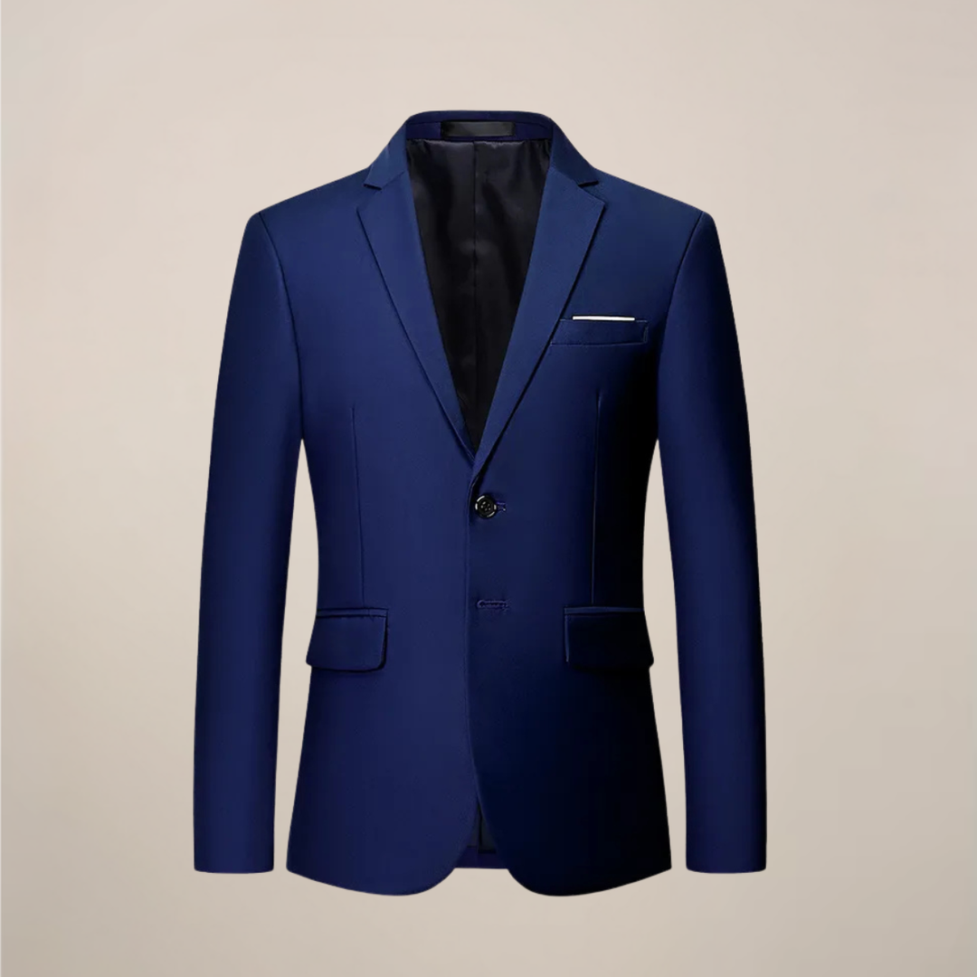 Stylish men's slim fit blazer. Versatile formal wear suitable for business meetings, weddings & sophisticated events.
