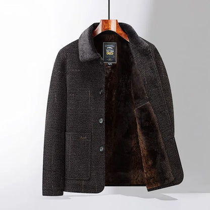 Classic men's warm winter jacket. Tailored outerwear for sophisticated style & protection against cold.