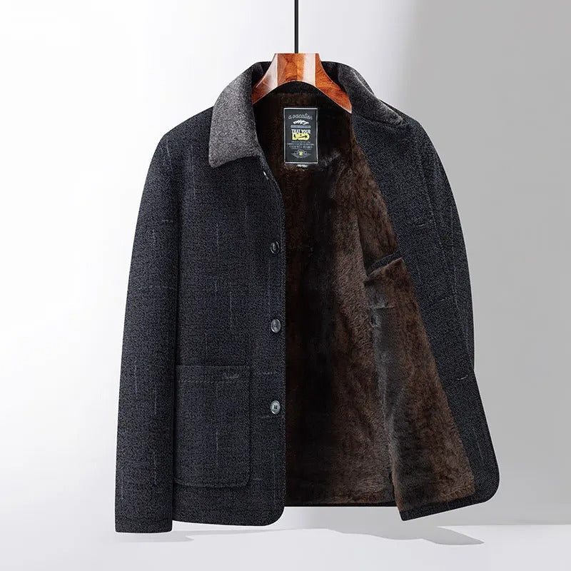 Stylish men's tailored winter jacket. A classic dress jacket for sophisticated fall and winter fashion.
