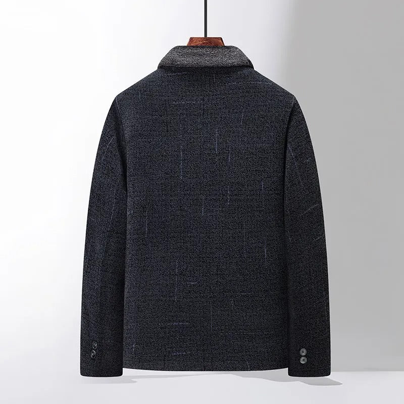 Elegant men's tailored winter outerwear. Warm jacket with classic style, ideal for cold weather & fashion.