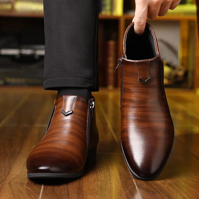 Premium leather men's dress boots, Sorrento model, offering ultimate comfort and sophisticated style for any event.